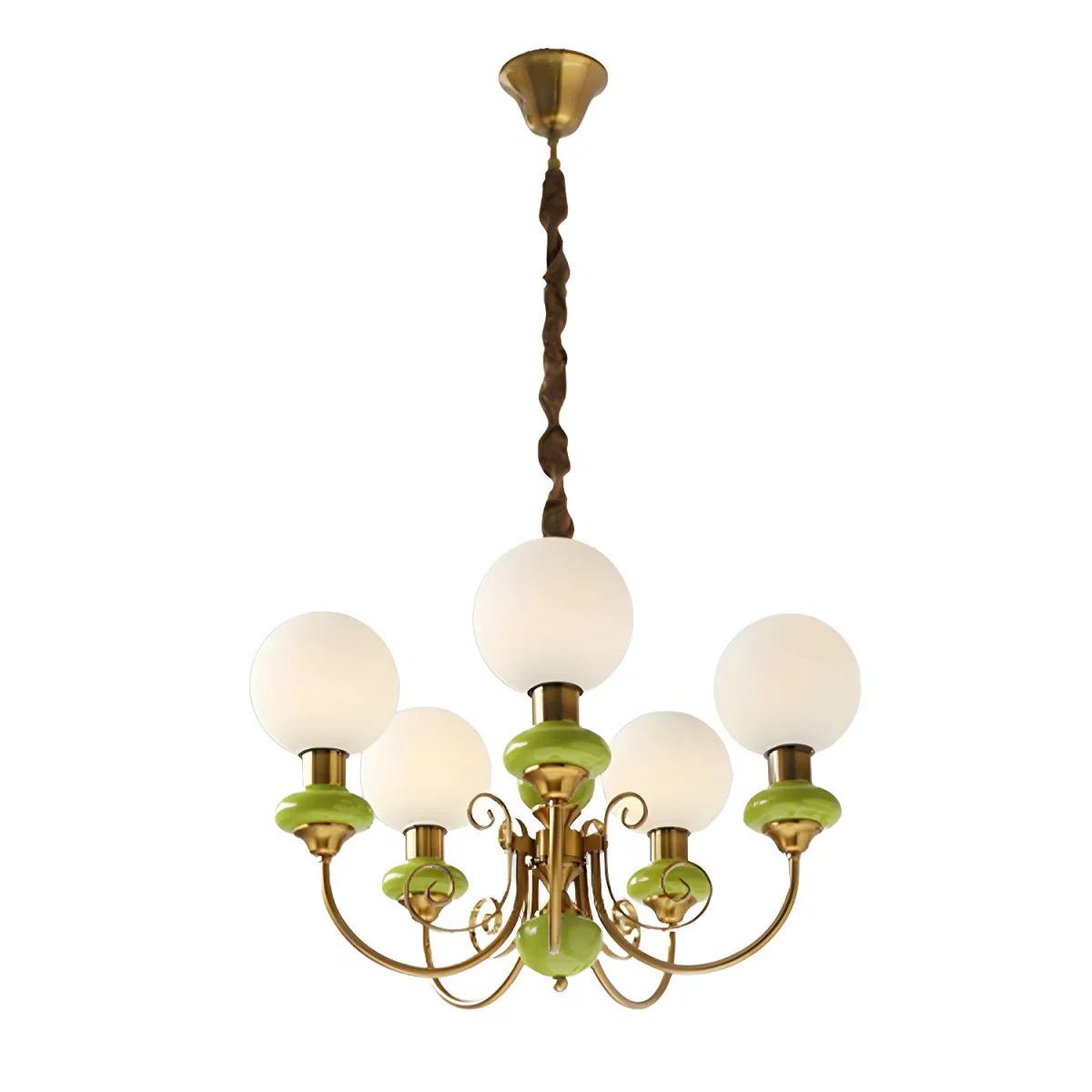 Elegant retro lysekrone med grønne detaljer