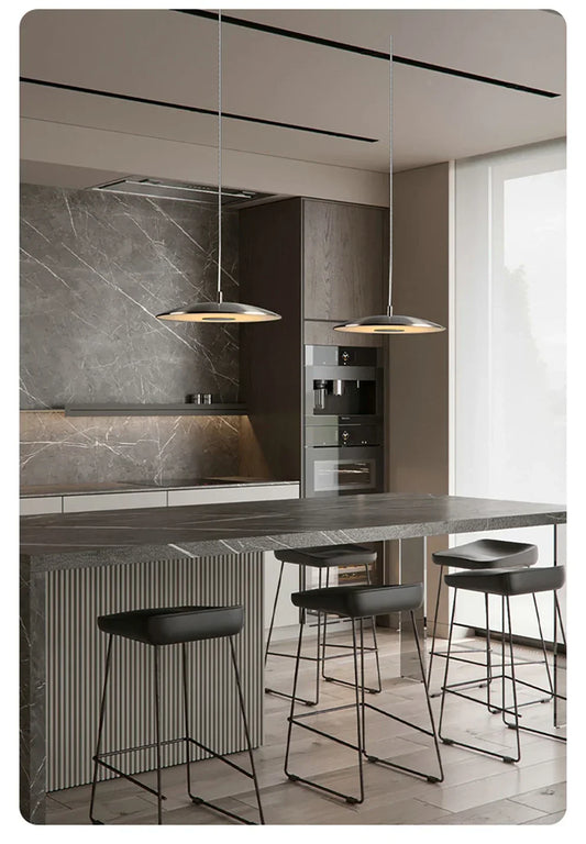 Slank LED pendellampe – Moderne loftlampe i tallerkenform