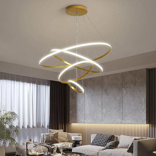 Moderne LED-pendellampe med 3D-ringe