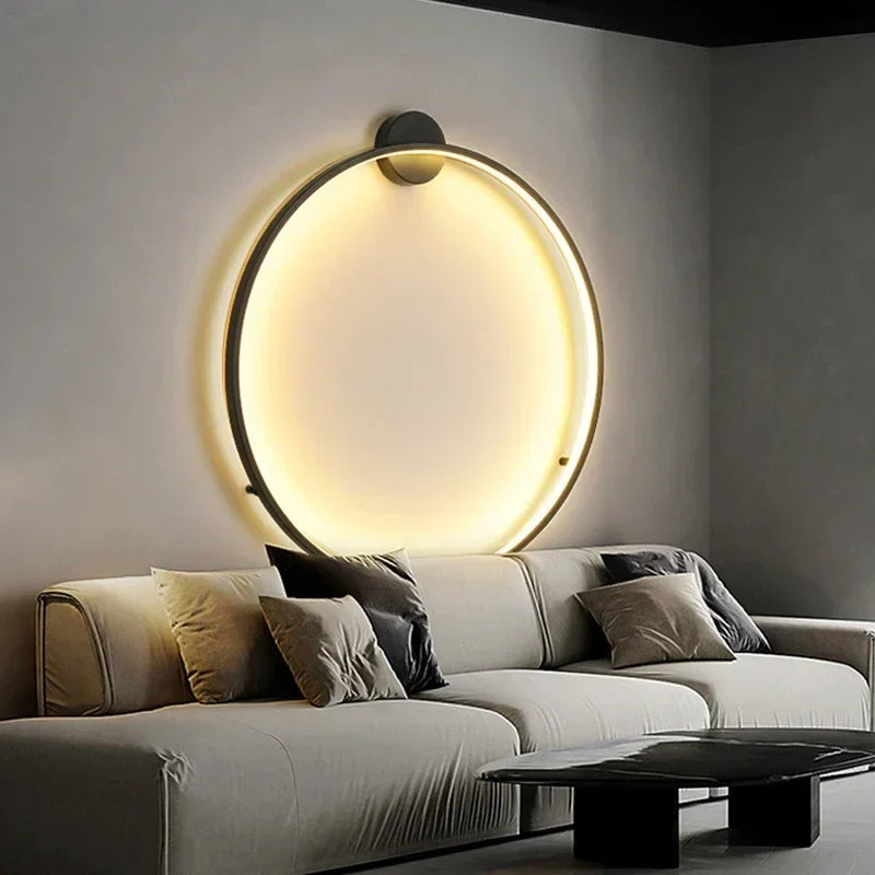 Moderne LED-væglampe i cirkelform