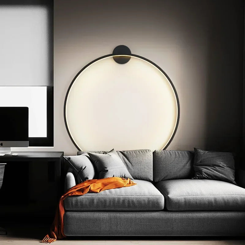 Moderne LED-væglampe i cirkelform