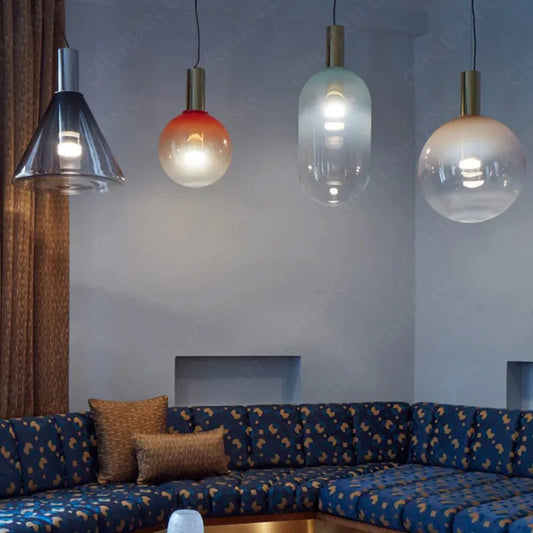 Designer LED-pendellampe med glasskærme