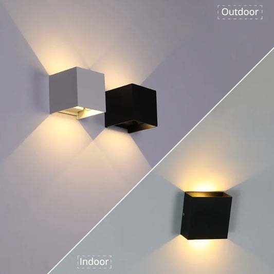 Moderne vandtæt LED-væglampe i kubisk design