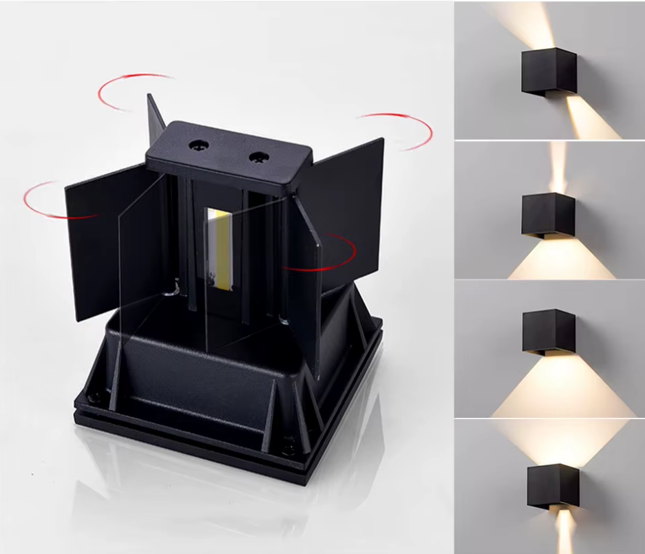 Moderne vandtæt LED-væglampe i kubisk design