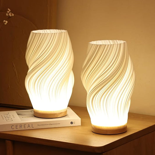 Design bordlampe med LED i spiralform