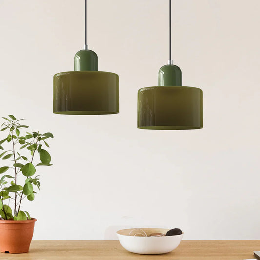 Moderne pendellampe i farvet glas – Bauhaus-stil