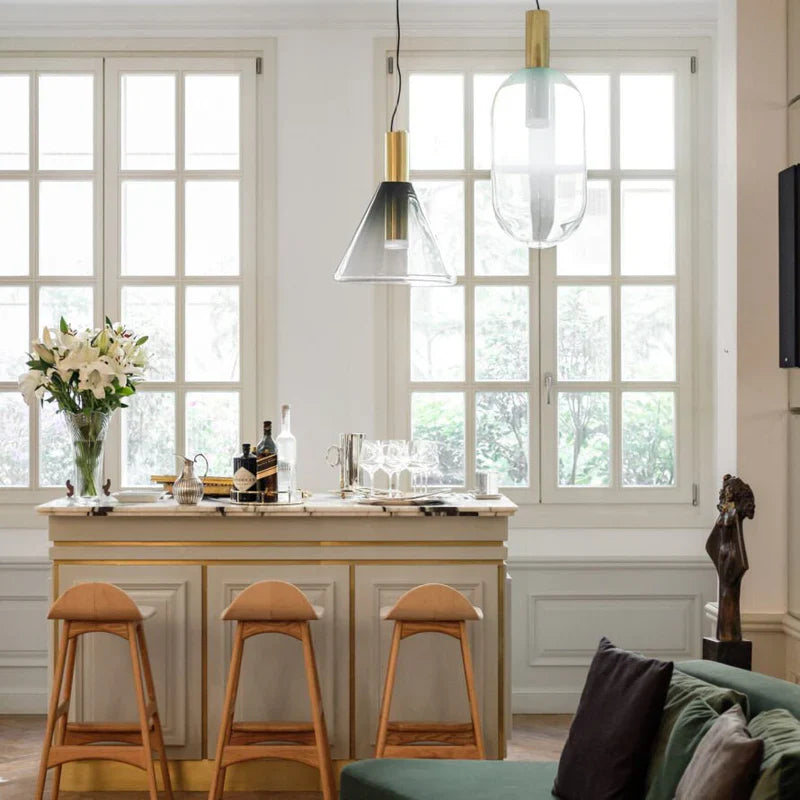 Designer LED-pendellampe med glasskærme