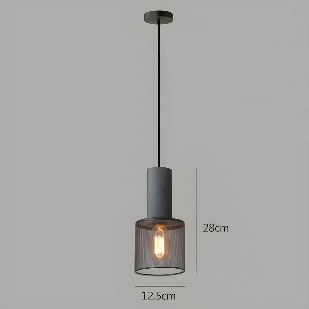 Industriel pendellampe med metallisk trådskærm og LED