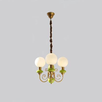 Elegant retro lysekrone med grønne detaljer