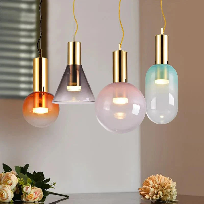 Designer LED-pendellampe med glasskærme