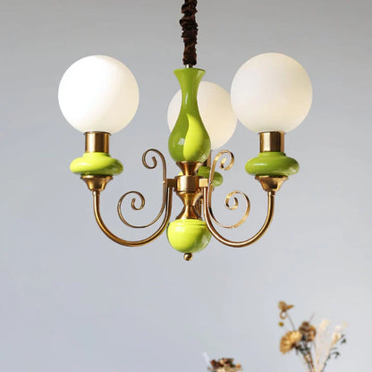 Elegant retro lysekrone med grønne detaljer