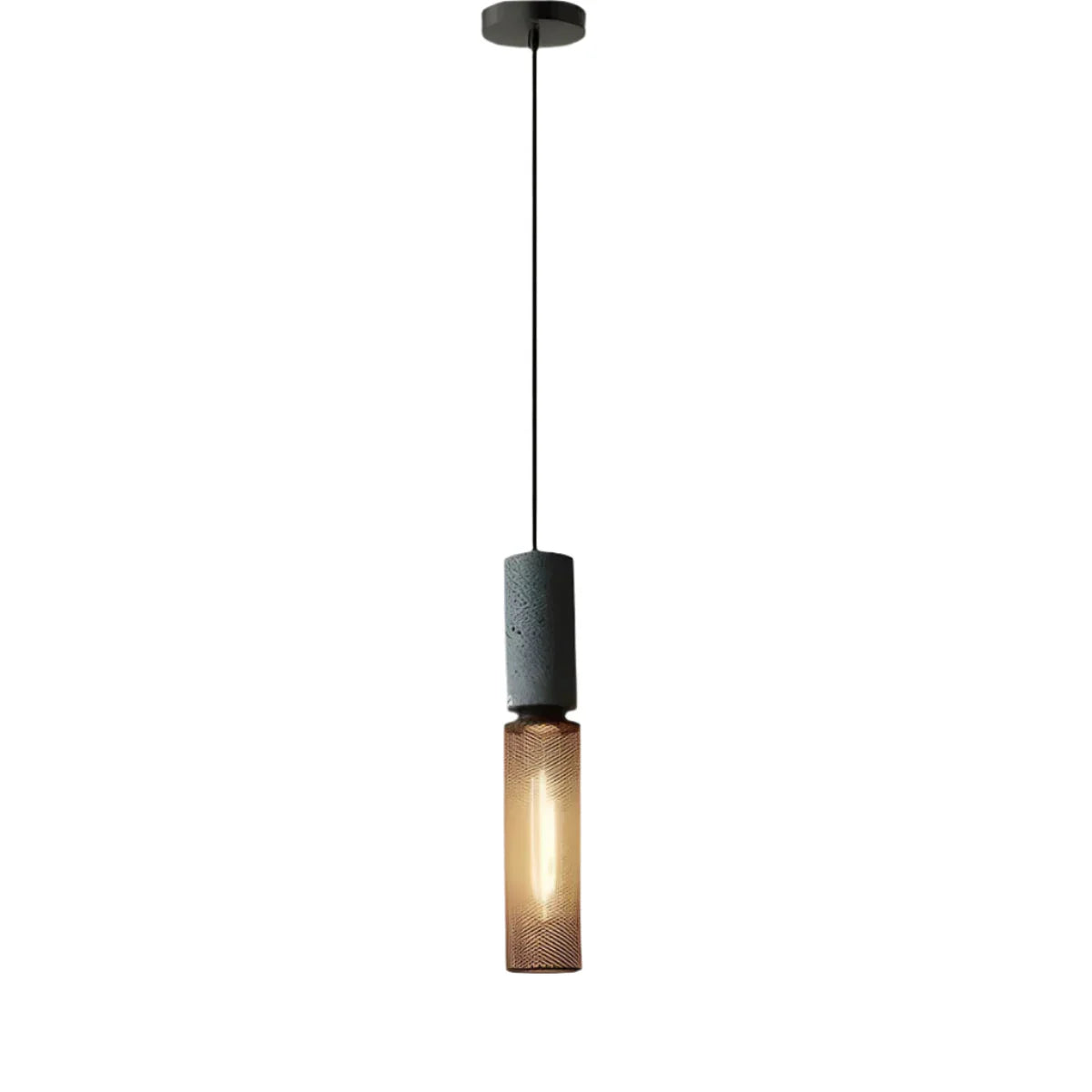 Industriel pendellampe med metallisk trådskærm og LED