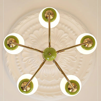 Elegant retro lysekrone med grønne detaljer