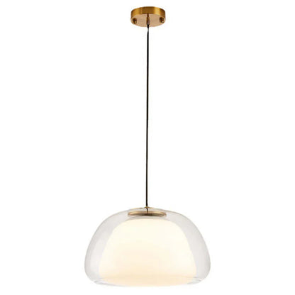 Moderne pendellampe med dobbelt glasskærm og LED