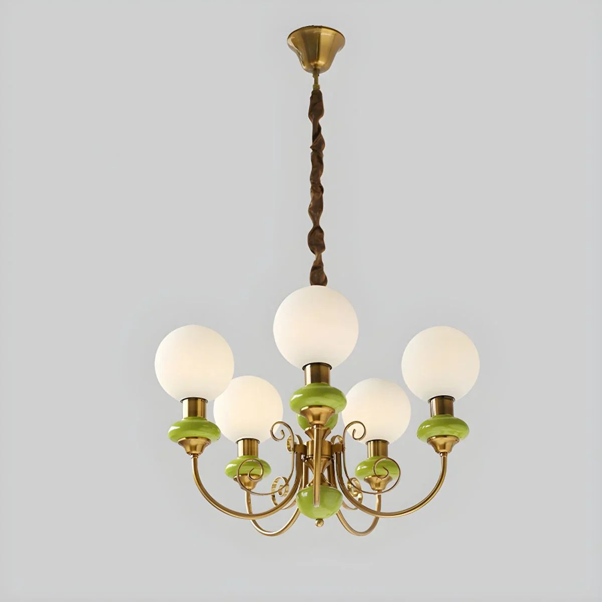 Elegant retro lysekrone med grønne detaljer