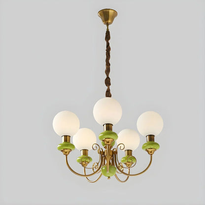 Elegant retro lysekrone med grønne detaljer