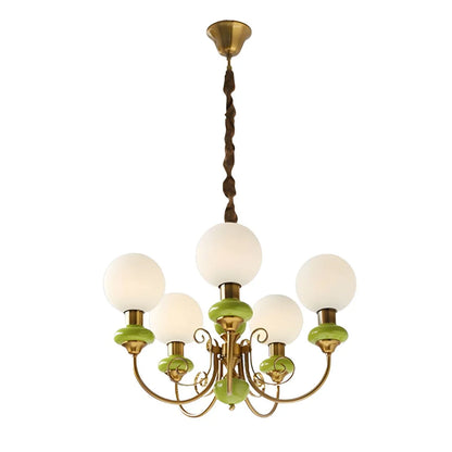 Elegant retro lysekrone med grønne detaljer
