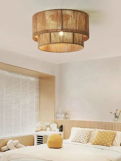 Boho loftlampe med naturligt reb