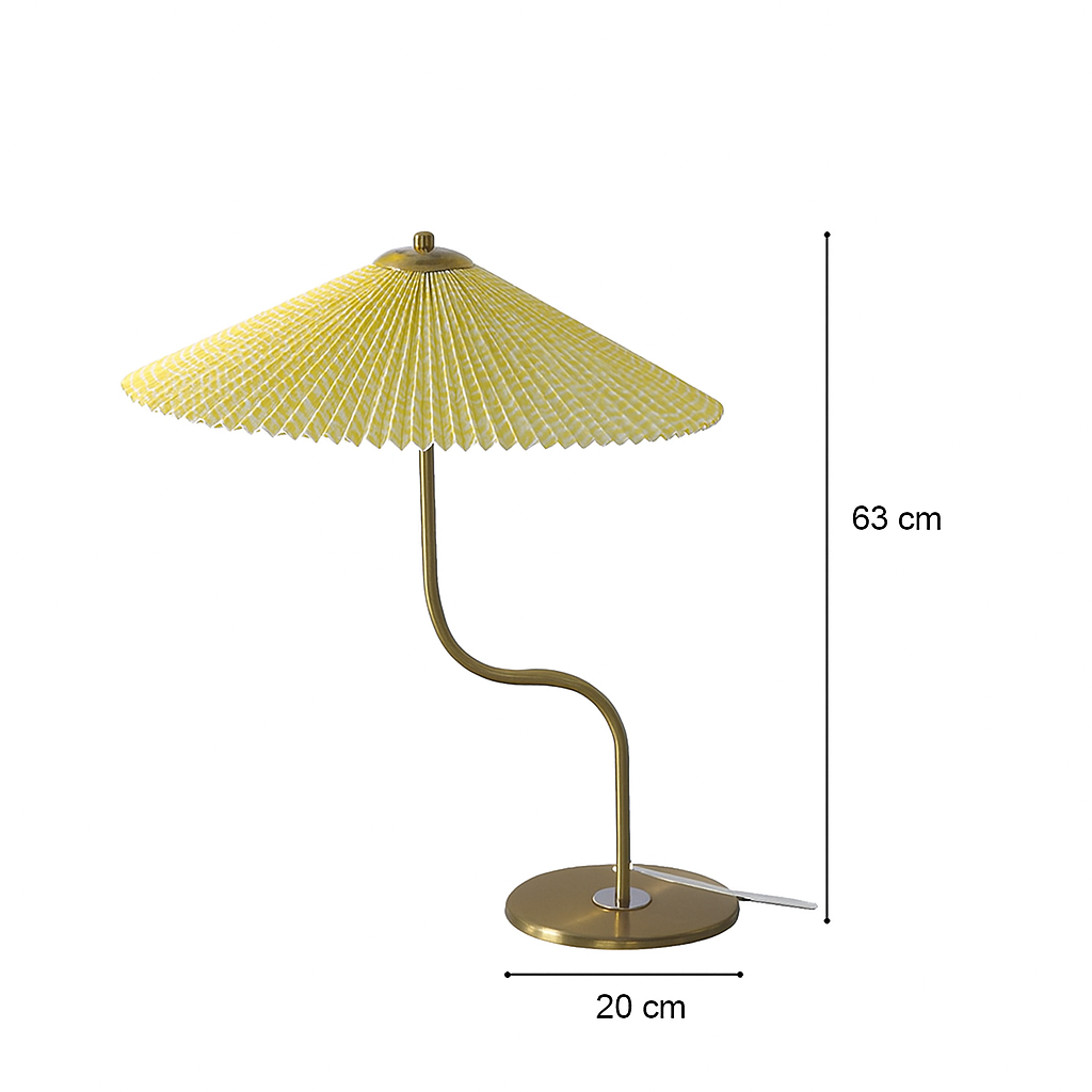 Bordlampe med plisseret skærm