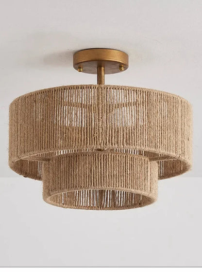 Boho loftlampe med naturligt reb