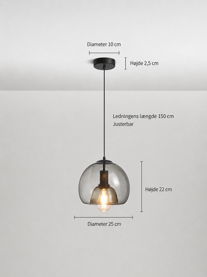 Pendellampe i glas med dobbelt skærm – industriel stil