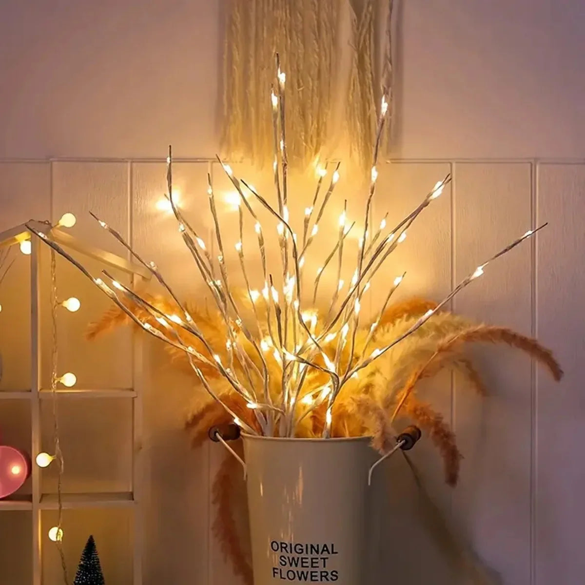 Dekorative LED-grene til vase – batteridrevet