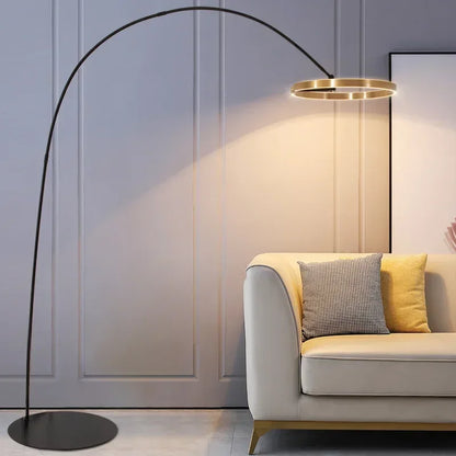 Moderne gulvlampe med rund ring-skærm og LED