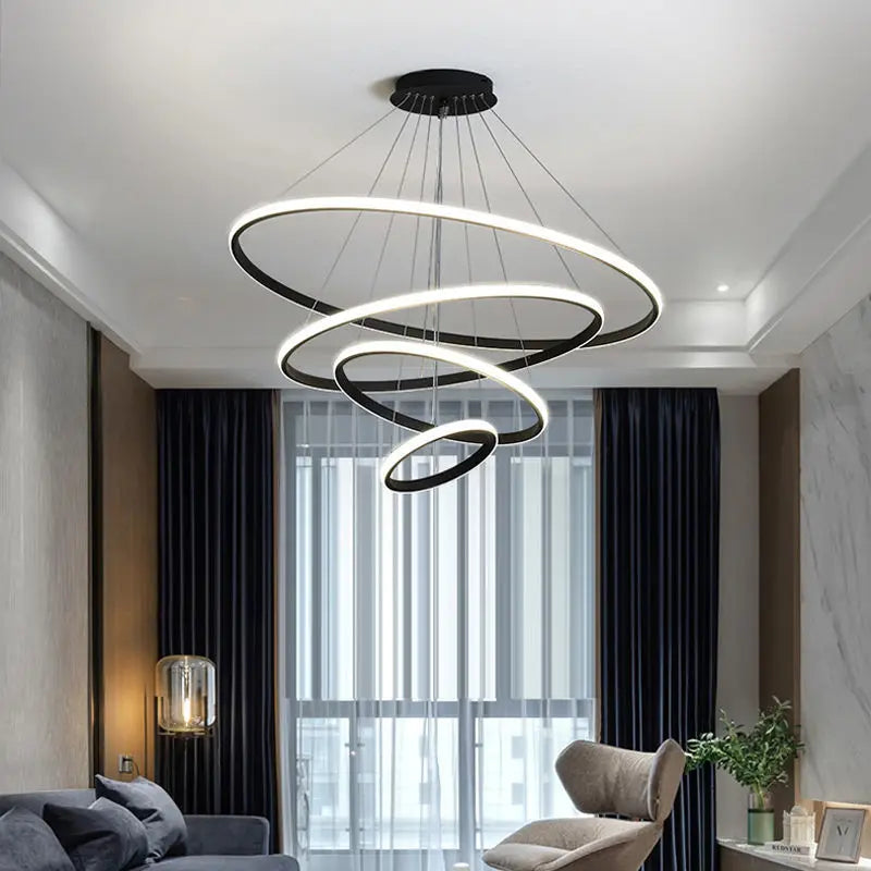Moderne LED-pendellampe med 3D-ringe