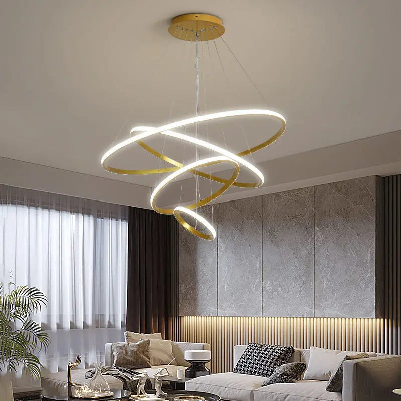 Moderne LED-pendellampe med 3D-ringe