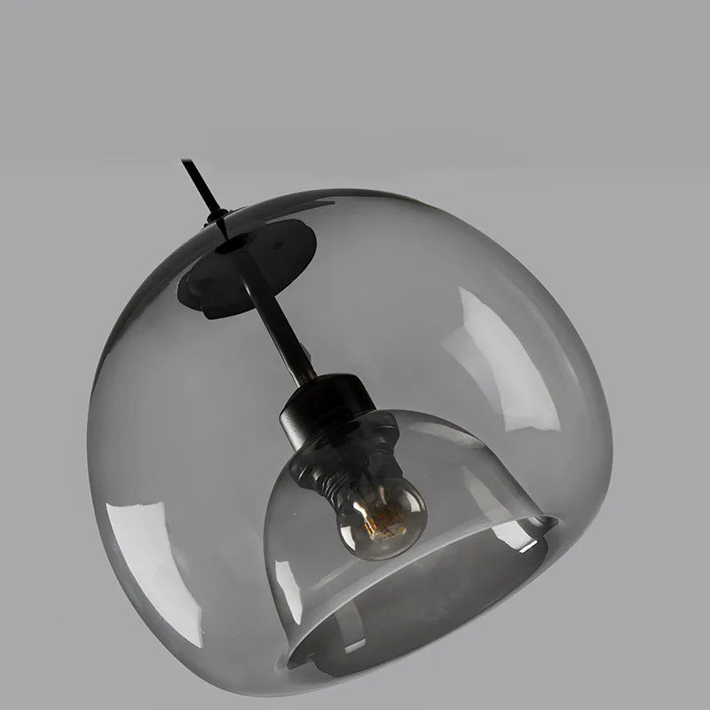 Pendellampe i glas med dobbelt skærm – industriel stil