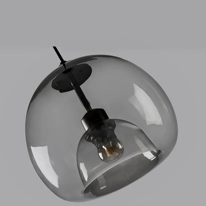 Pendellampe i glas med dobbelt skærm – industriel stil