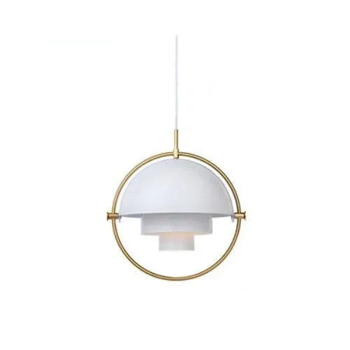 Designer pendellampe med metalskærm og dekorativ ring