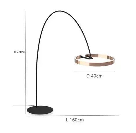 Moderne gulvlampe med rund ring-skærm og LED