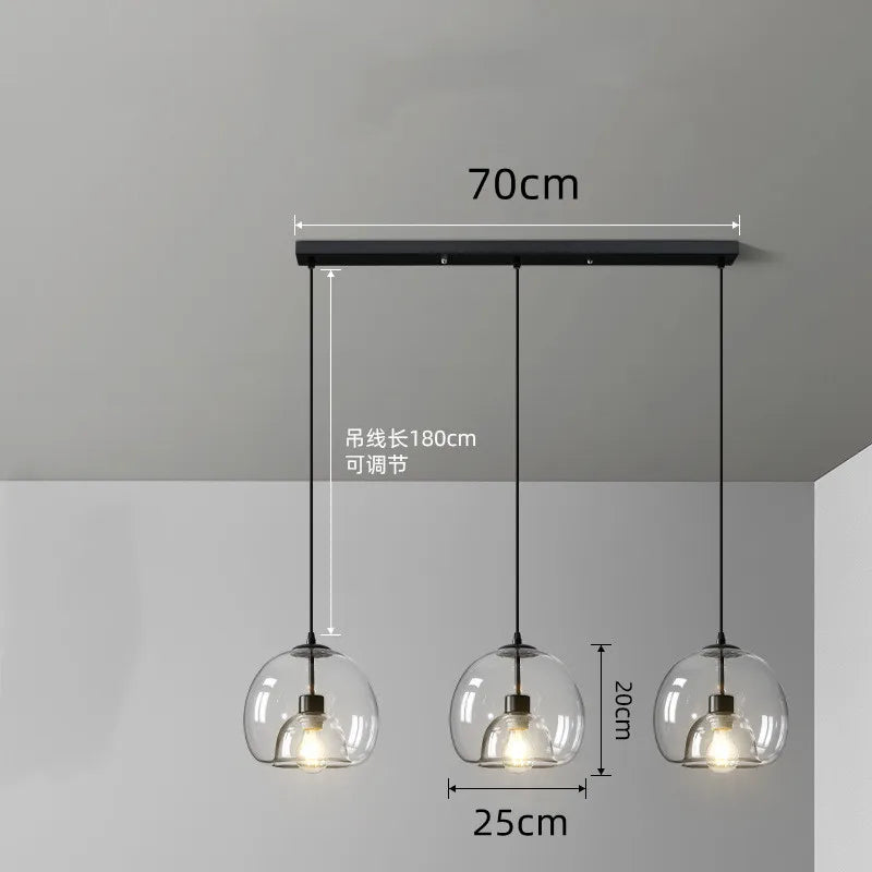 Pendellampe i glas med dobbelt skærm – industriel stil