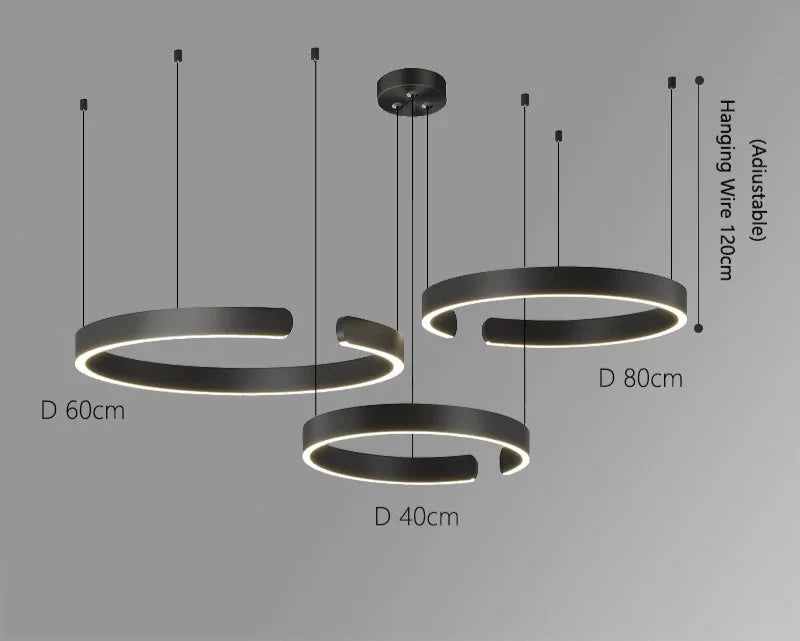Moderne LED-lysekrone med ringform – elegant rund loftlampe