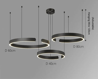 Moderne LED-lysekrone med ringform – elegant rund loftlampe