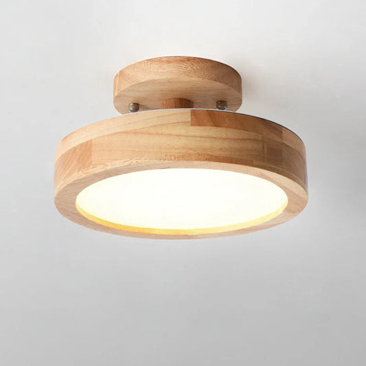 Moderne LED-loftlampe i træ