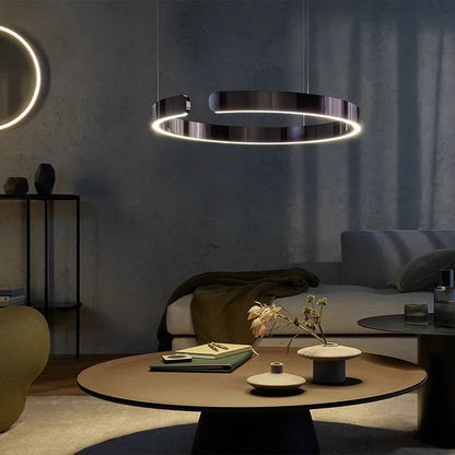 Moderne LED-lysekrone med ringform – elegant rund loftlampe