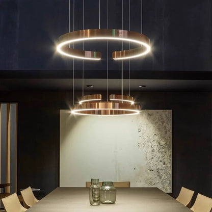 Moderne LED-lysekrone med ringform – elegant rund loftlampe