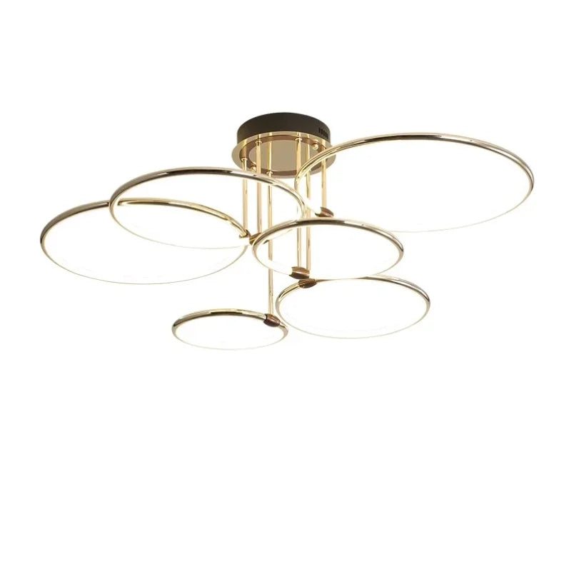 Moderne LED-loftlampe med ringe og geometrisk form