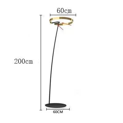 Moderne gulvlampe med rund ring-skærm og LED