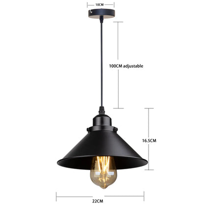 Industriel pendellampe med metalskærm
