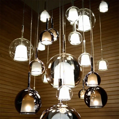 Moderne cluster-pendellampe med røget glas