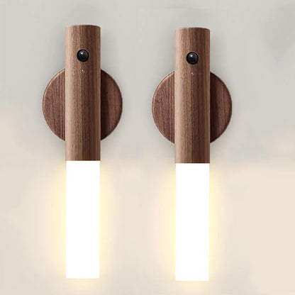 Moderne væglampe i træ med LED og bevægelsessensor