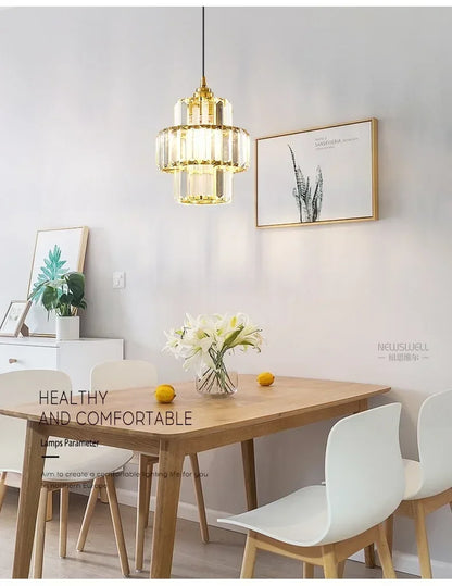 Krystal pendellampe i glas – Glamour stil