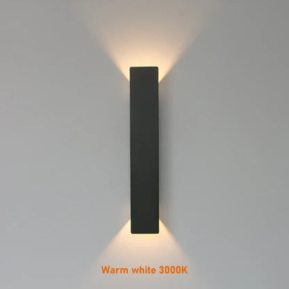 Moderne udendørs væglampe med LED op/ned-lys, IP65 vandtæt, vertikal design
