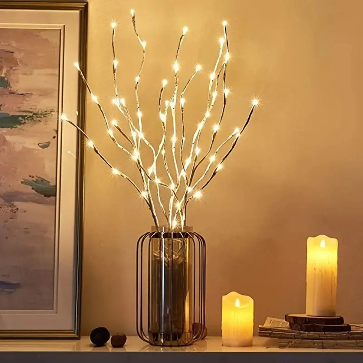 Dekorative LED-grene til vase – batteridrevet