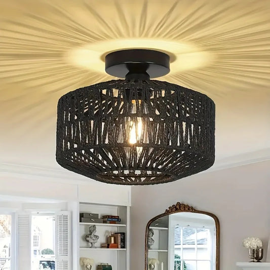 Dekorativ loftlampe med skærm af snor – lys med skyggeeffekt