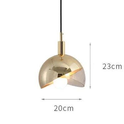Moderne pendellampe med LED og glasskærm i guld og røget glas