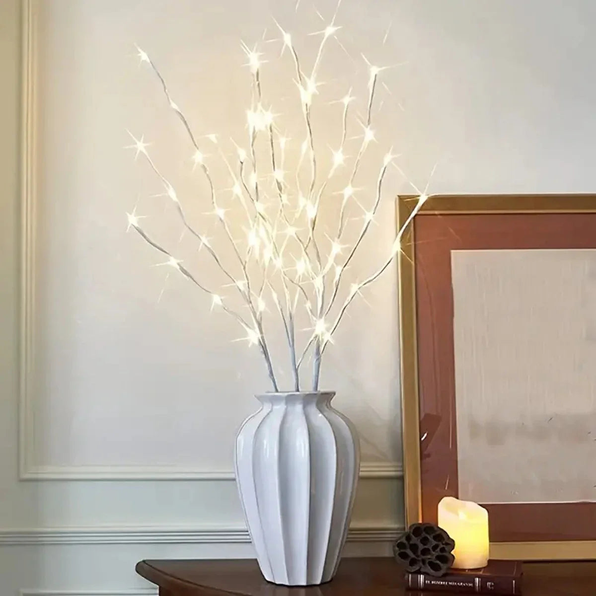 Dekorative LED-grene til vase – batteridrevet